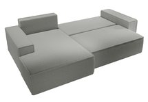 Farese New L-shaped corner sofa with sleeping function with a left-handed gray boucle container