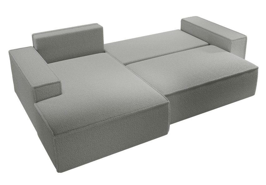 Farese New L-shaped corner sofa with sleeping function with a left-handed gray boucle container