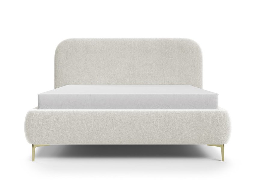 Upholstered bed 160x200 cm Monno Castel 03 metal frame easy-to-clean velvet gold legs