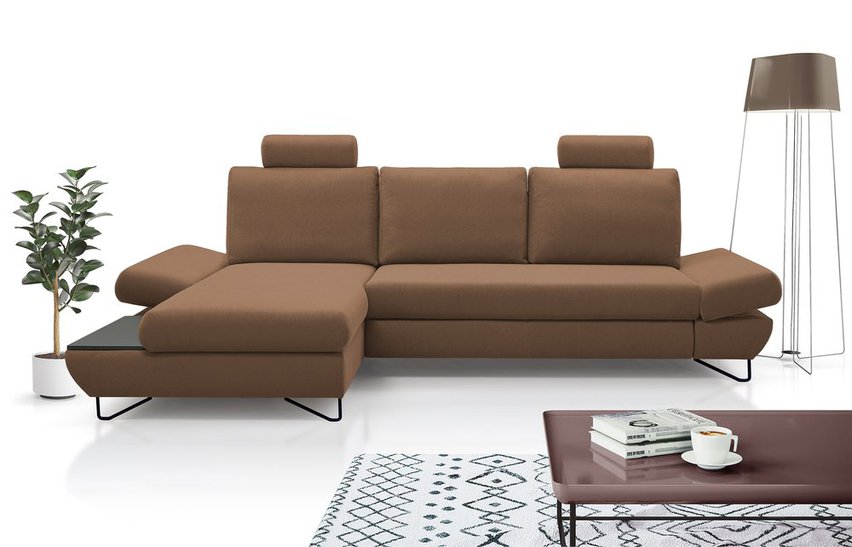 Corner sofa with sleeping function Lazaro L-shaped with container (Fabric: Salvador 04, Side: Left)