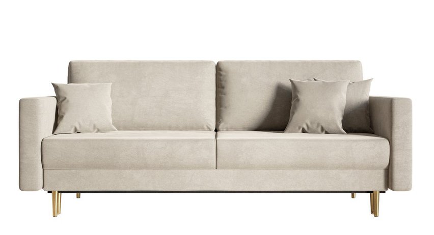 Valico three-seater sofa with gold legs