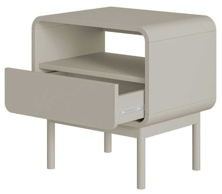 Oro bedside table 54 cm with drawer and alcove cashmere