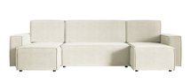 Copertino U-shaped corner sofa with sleeping function with storage, universal cream hydrophobic velvet