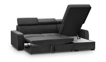 Corner sofa with sleeping function Veidnes L-shaped with adjustable headrests and container universal (Fabric: Kronos 34)