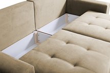 Granadilla Castel 15 three-seater sofa with storage in water-repellent velvet fabric, silver legs