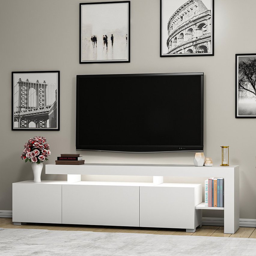 Belzov TV cabinet with LED lighting 192 cm white