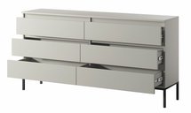 Bemmi Beige six-drawer chest of drawers with black legs