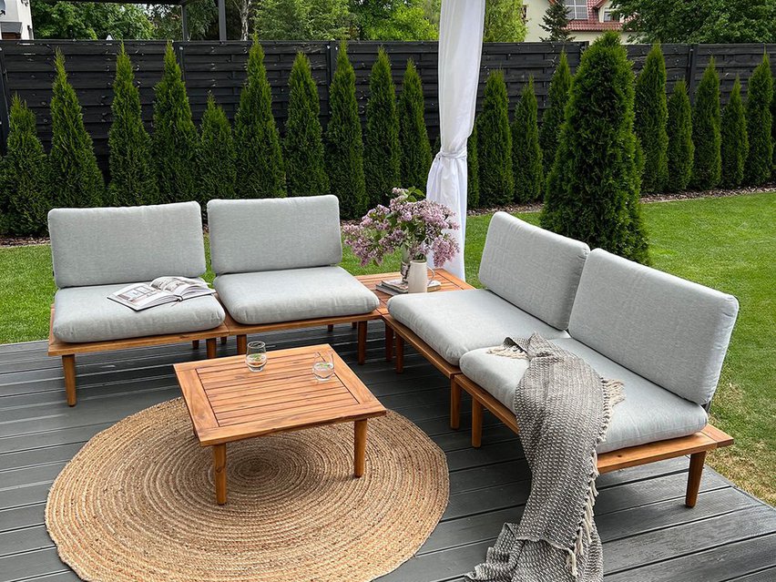 Campionna gray/acacia wood garden furniture set