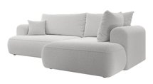 Ovo II L-shaped corner sofa with sleeping function Abriamo 05 with side panel and right-hand boucle container