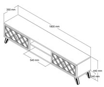 Closerra TV cabinet with decorative fronts 180 cm