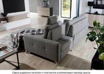 Buriano L-shaped corner sofa with sleeping function with container and adjustable headrest cream hydrophobic velvet right-hand side