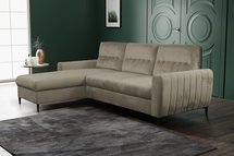 Corner sofa bed Laretta L-shaped with storage (Fabric: Velluto 03, Side: Left)