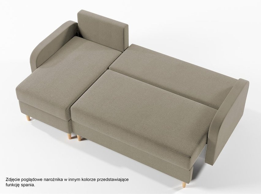 Corner sofa with sleeping function Parcully L-shaped with container universal Paros 01 velour