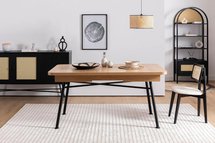 Crattale table 160x90 cm extendable in natural color on black legs