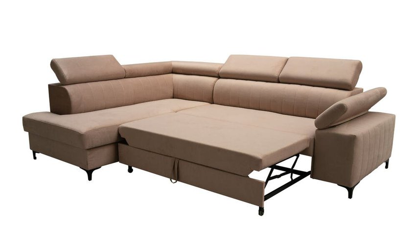 Tazzola L-shaped corner sofa bed with storage (Fabric: Manila 21, Side: Left)