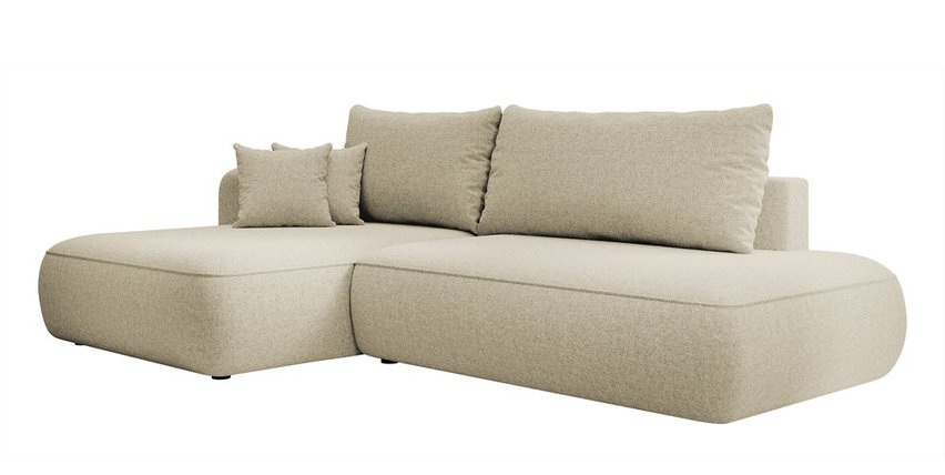 Foggi Melody 13 L-shaped corner sofa with sleeping function with left-hand chenille container