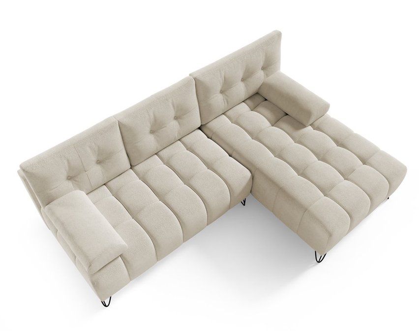 Bareli L-shaped Amon 17 corner sofa bed with storage, hydrophobic velvet, right-hand side