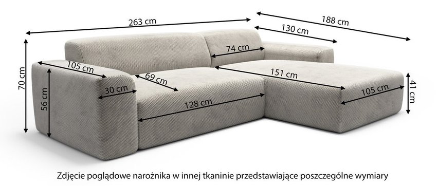 Corner sofa with sleeping function Terrafino L-shaped Onega 10 right-hand side