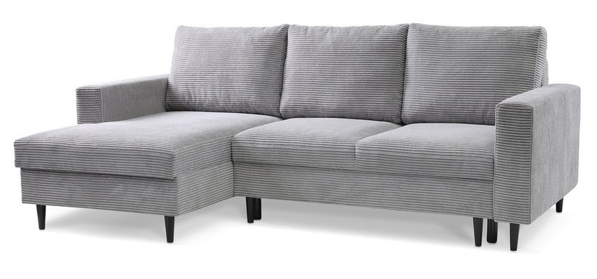 Corner sofa with sleeping function Nalika L-shaped with storage Poso 55 corduroy left-hand side