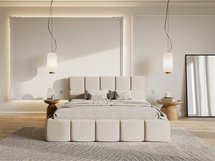 Upholstered bed 160x200 cm Cloudy with storage, light beige Toronto 01