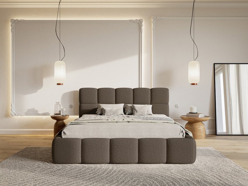 Upholstered bed 140x200 cm Cloudy brown Legend 07