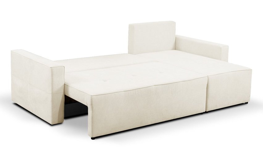 Bismo L-shaped corner sofa bed with storage (Fabric: Asti 25 Suzi 14, Side: Right)