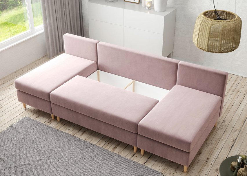 Corner sofa with sleeping function Squetta U-shaped (Fabric: Kronos 27)