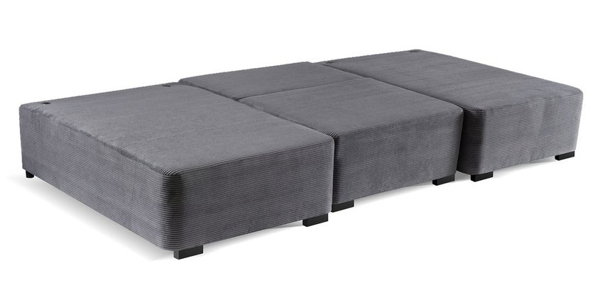 Moduliano U-shaped corner sofa with sleeping function with storage, universal, grey corduroy