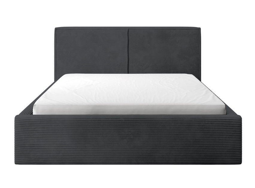 Upholstered bed 140/200 cm Farese dark gray Poso 34 with container and gas actuator corduroy