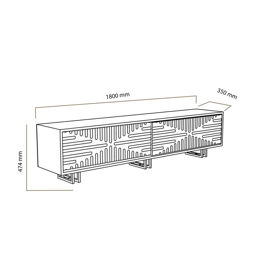 Assek TV cabinet with sliding doors 180 cm white