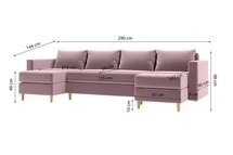 Corner sofa with sleeping function Lengtor U-shaped (Fabric: Kronos 27)