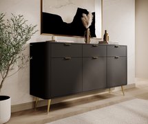 Oval three-door chest of drawers 163.5 cm Black