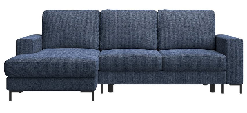 Mokpeo L-shaped corner sofa with sleeping function with two containers on black legs Sorella 77 chenille left-hand side