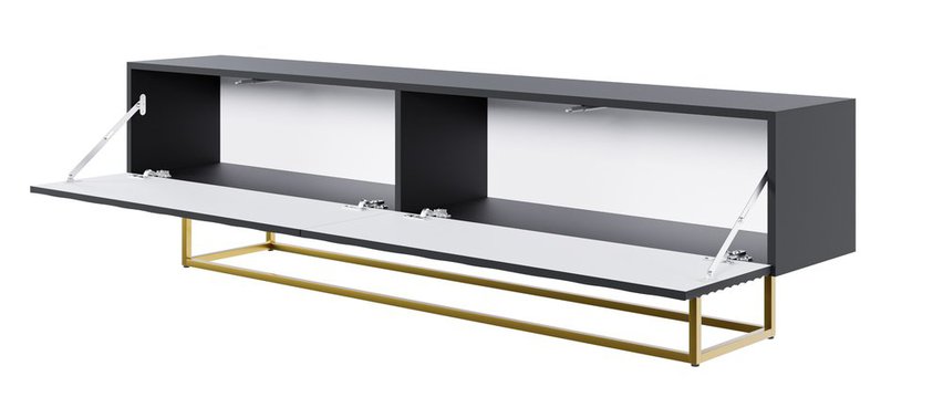 Wavio TV Cabinet with Gold Legs 175 cm Black