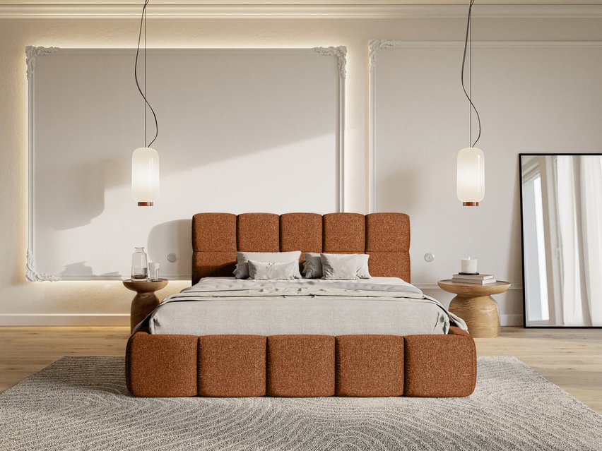 Upholstered bed 160x200 cm Cloudy with storage, copper Toronto 06