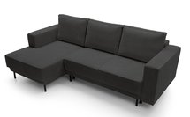 Rodario mini dark gray corner sofa with sleeping function with left-hand corduroy container