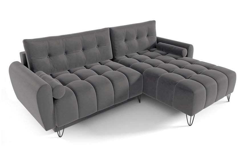 Corner sofa with sleeping function Minna L-shaped Amon 11 with container hydrophobic velvet universal