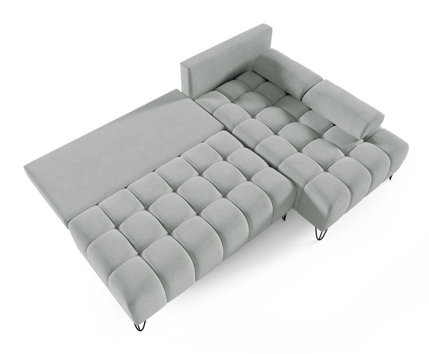 Bareli L-shaped corner sofa bed Amon 09 with a container, hydrophobic velvet, right-hand side