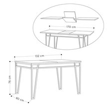 Privels extendable table 132-170x80 cm oak