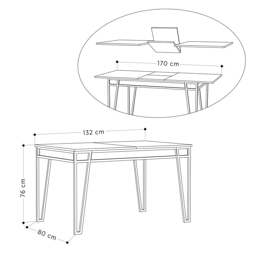 Privels extendable table 132-170x80 cm oak