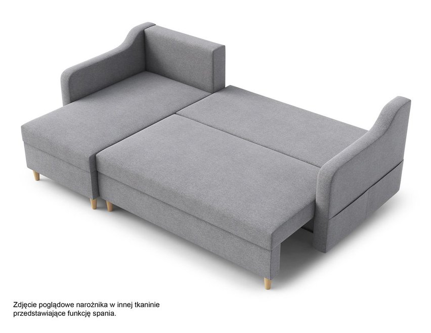 Corner sofa with sleeping function Bernial L-shaped with container universal Kronos 09 velour