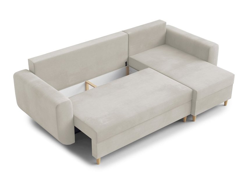 Corner sofa with sleeping function Lamarry L-shaped with container universal Paros 01 velour