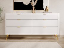 Oval chest of drawers with six drawers, 172 cm, white