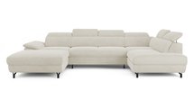 Corner sofa with sleeping function Lambo U-shaped Castel 03 with container, black legs, right-hand side