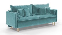 Gennario three-seater sofa bed with storage (Fabric: Cloud 75, Legs: Gold)