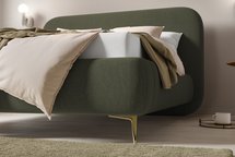 Upholstered bed 180x200 cm Monno Castel 39 metal frame easy-to-clean velvet gold legs