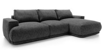 Divo L-shaped corner sofa with sleeping function with a container, graphite, hydrophobic braid, right-hand