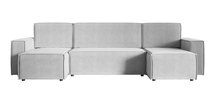 Copertino U-shaped corner sofa with sleeping function with storage, universal, light gray, hydrophobic velvet