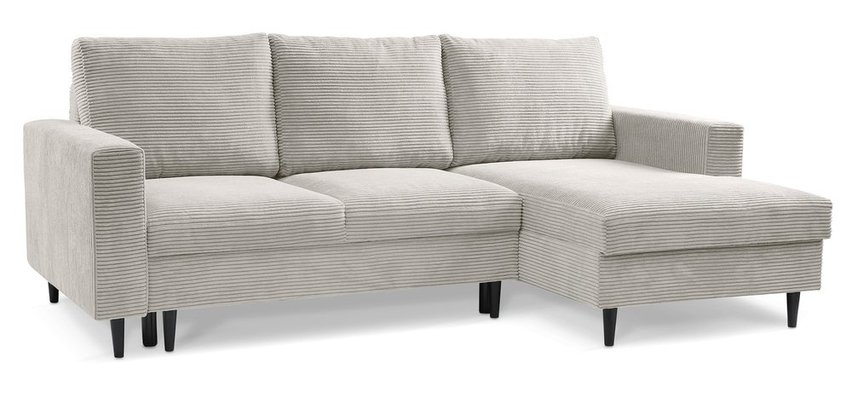 Corner sofa with sleeping function Nalika L-shaped with storage Poso 100 corduroy right-hand side