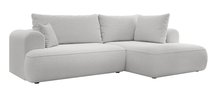 Ovo II L-shaped corner sofa with sleeping function Abriamo 05 with side panel and right-hand boucle container